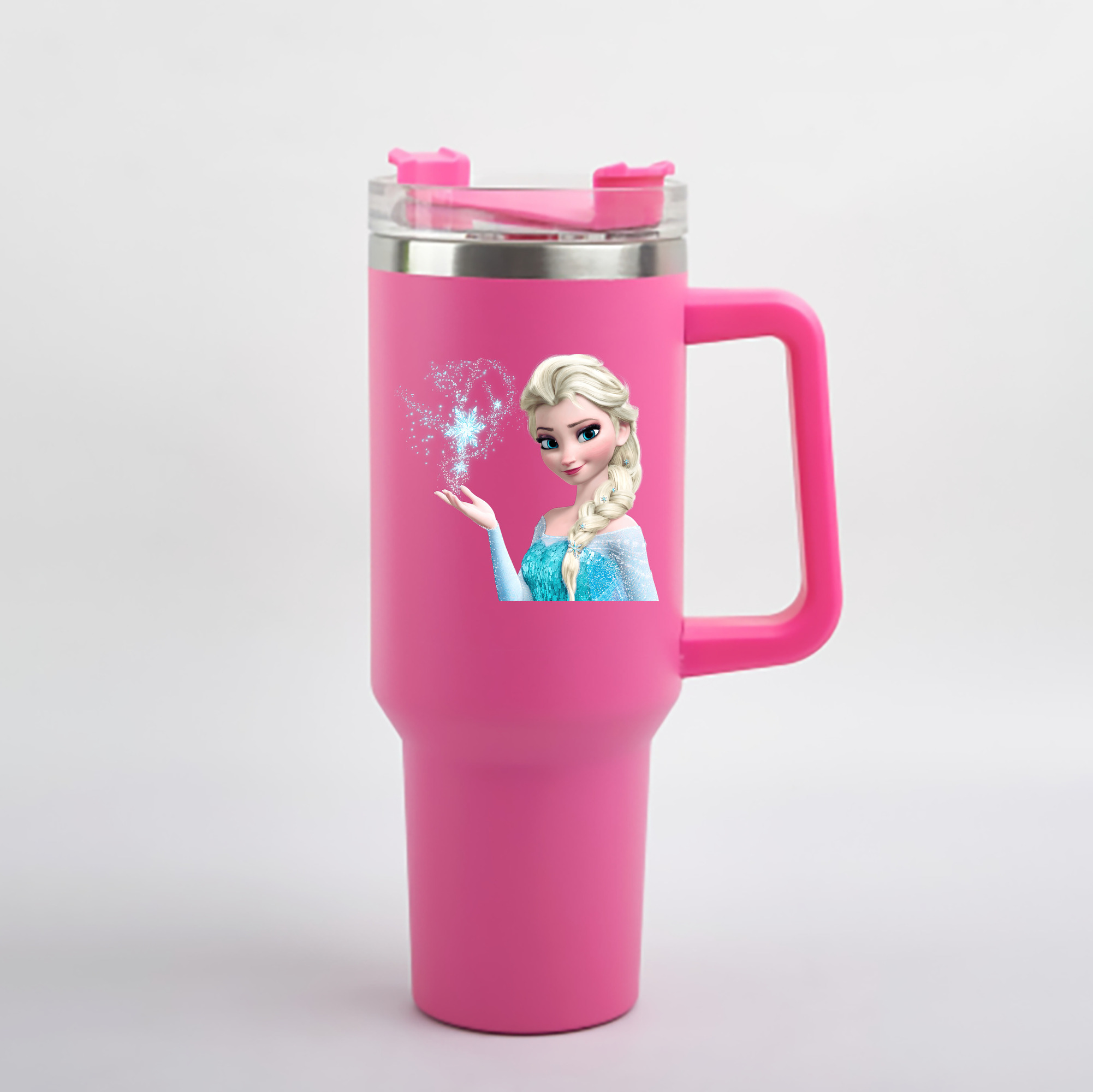 （画像用） アナと雪の女王 アンナ エルサ Frozen Anna Elsa 1200mL車用タンブラー - クリスタルステッカー（プラスチックストロー付き）